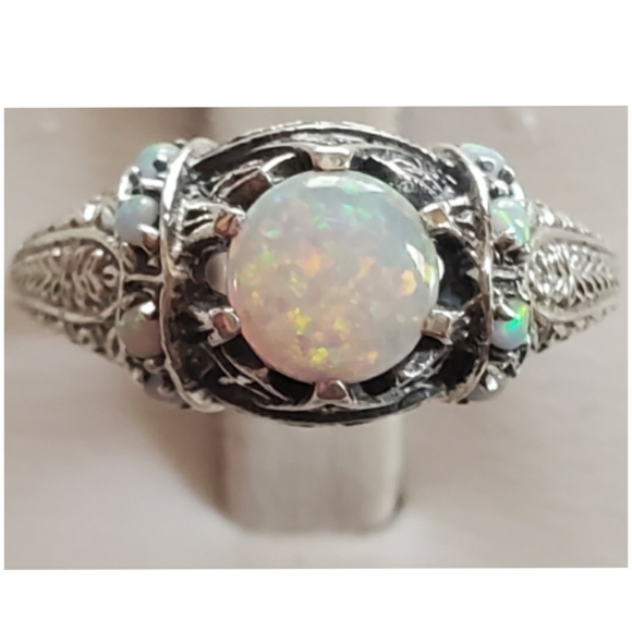 Jewelry - Genuine 2ct Natural White Fire Opal Ring 7